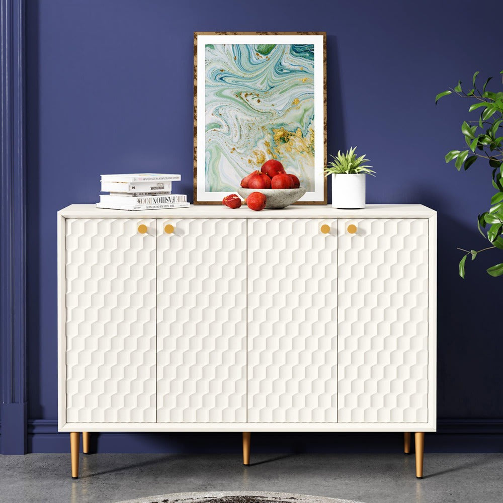 Hexagon Honeycomb Pattern Sideboard Cabinet