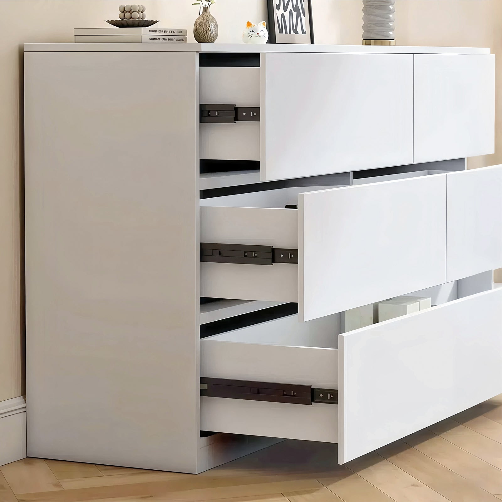 ATUNUS Handle-Free 6 Drawer Dresser