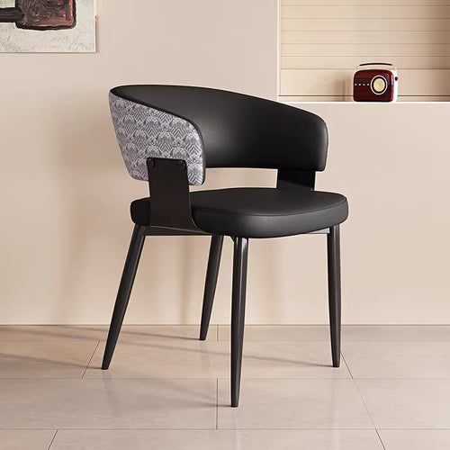 Contemporary Nordic Luxury Metal Faux Leather Dining Chair