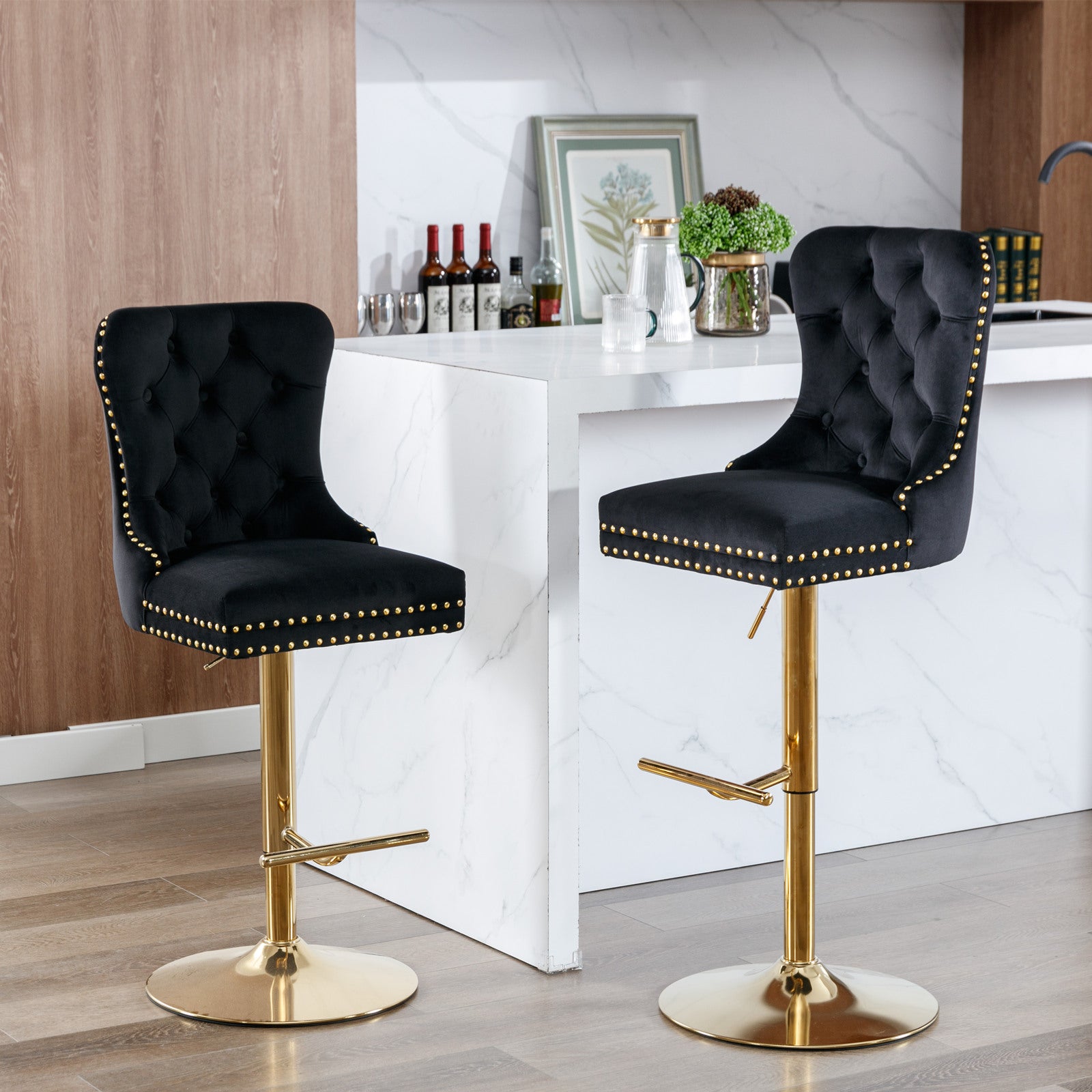 Luxury Tufted Velvet Bar Stool