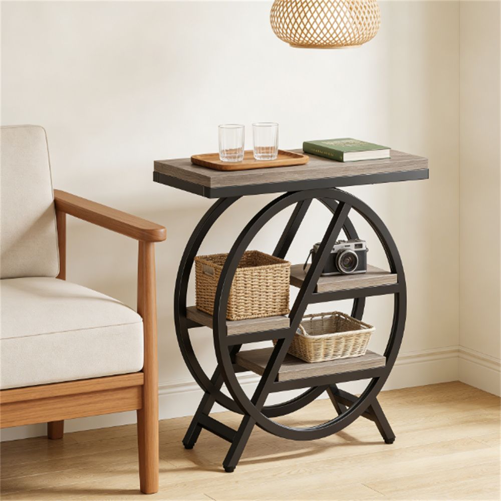 Small Side Table with Storage Rack