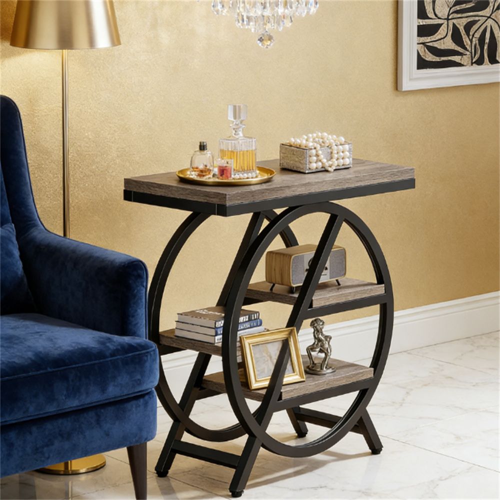 Small Side Table with Storage Rack