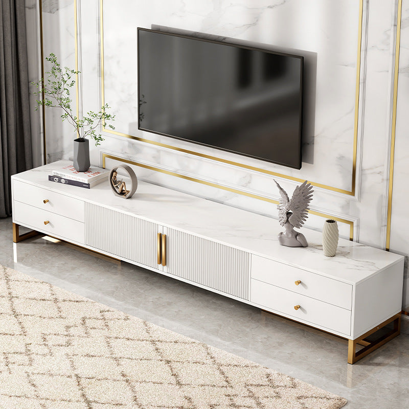 Modern Wooden TV Cabinet with Metal Shelves