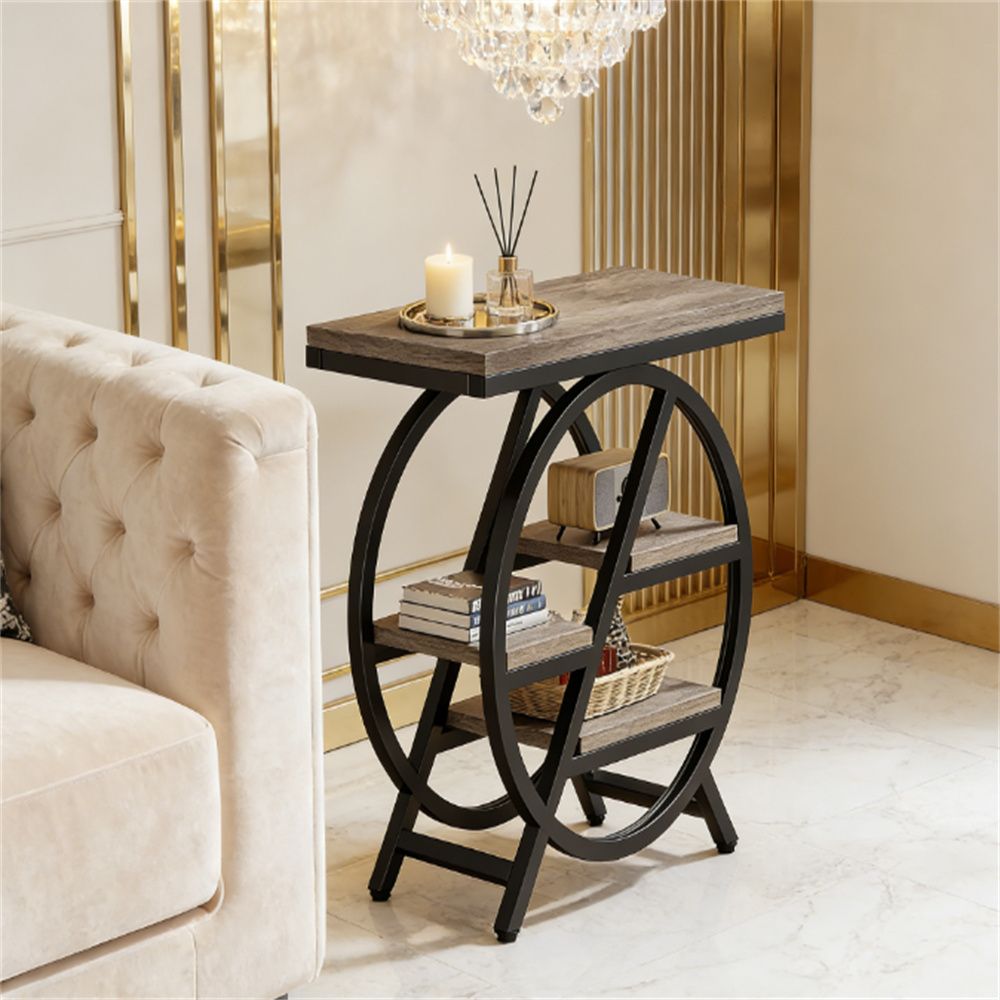 Small Side Table with Storage Rack